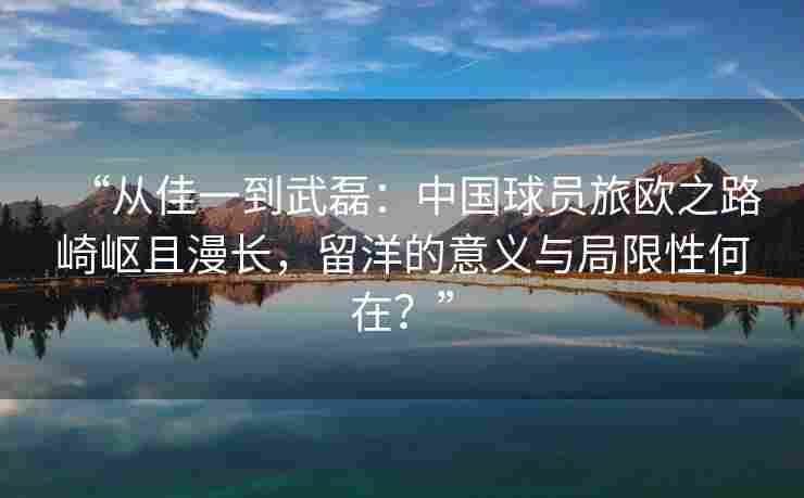 “从佳一到武磊：中国球员旅欧之路崎岖且漫长，留洋的意义与局限性何在？”