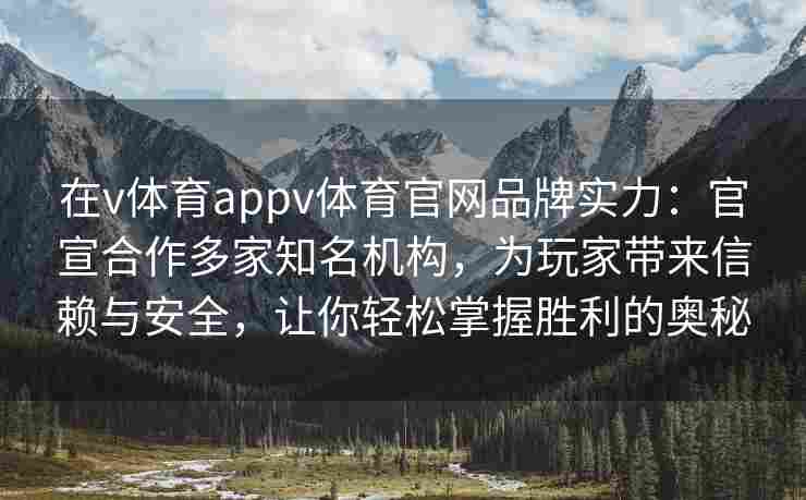 在v体育appv体育官网品牌实力：官宣合作多家知名机构，为玩家带来信赖与安全，让你轻松掌握胜利的奥秘