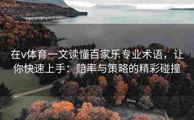 在v体育一文读懂百家乐专业术语，让你快速上手：赔率与策略的精彩碰撞