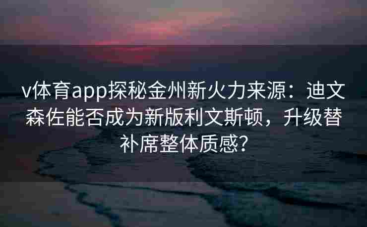 v体育app探秘金州新火力来源：迪文森佐能否成为新版利文斯顿，升级替补席整体质感？